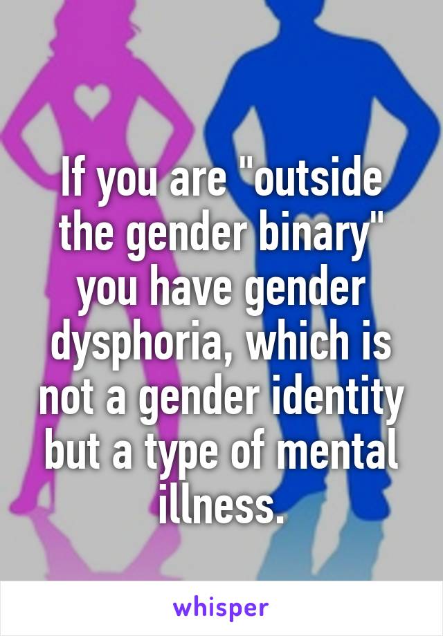  
If you are "outside the gender binary" you have gender dysphoria, which is not a gender identity but a type of mental illness.