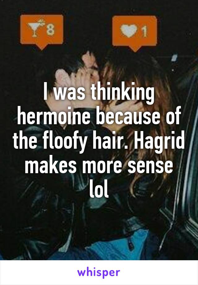 I was thinking hermoine because of the floofy hair. Hagrid makes more sense lol