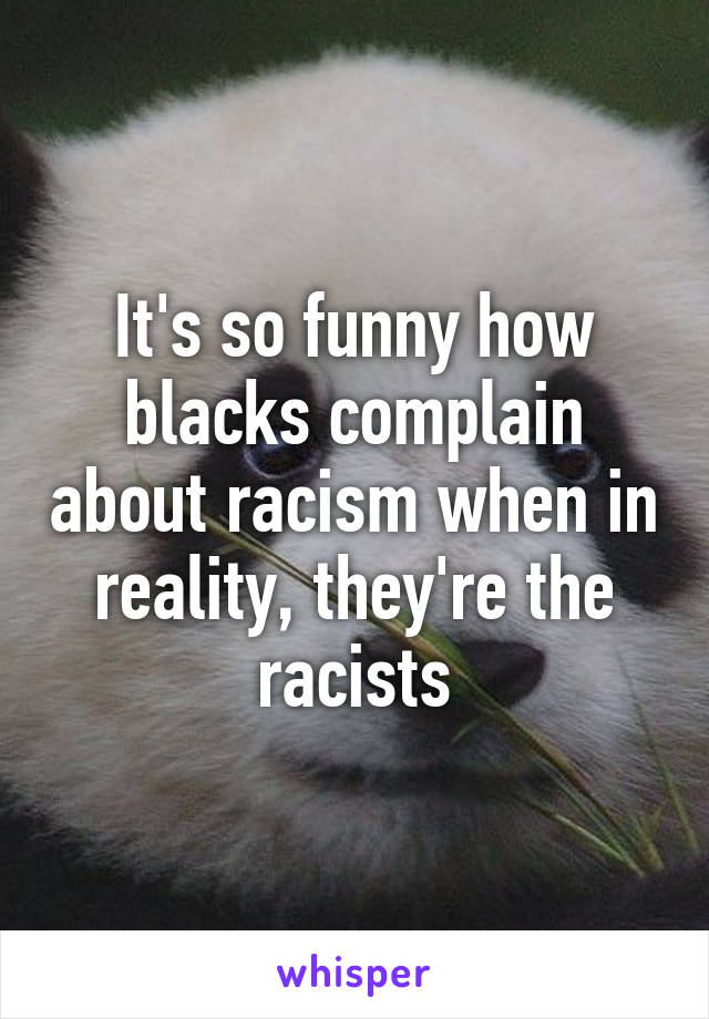 It's so funny how blacks complain about racism when in reality, they're the racists