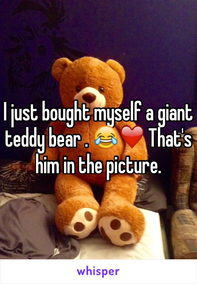 I just bought myself a giant teddy bear . 😂❤️ That's him in the picture.