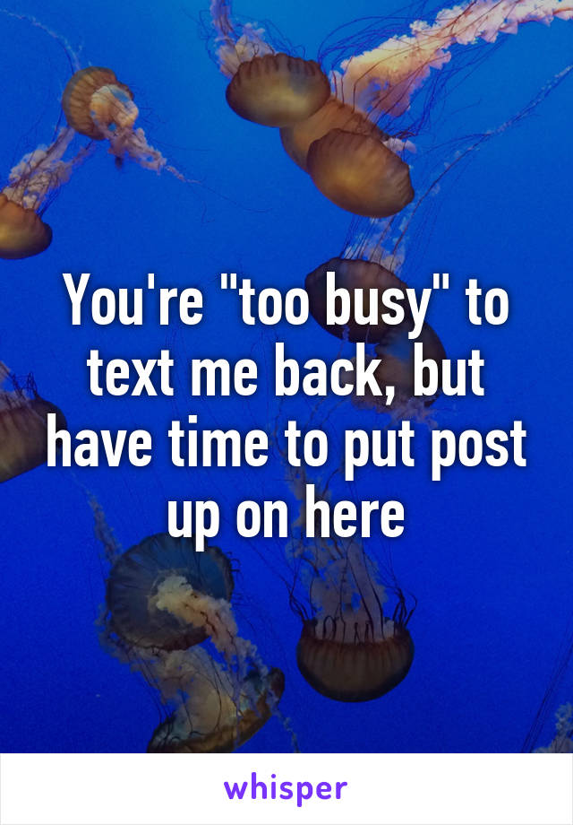 You're "too busy" to text me back, but have time to put post up on here