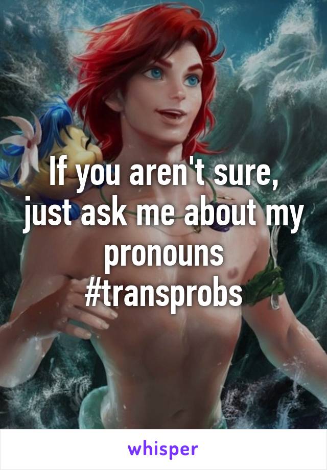 If you aren't sure, just ask me about my pronouns #transprobs