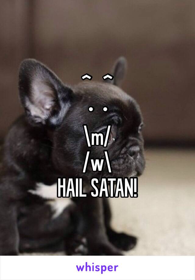 ^   ^
•  •
\m/
/w\
HAIL SATAN!