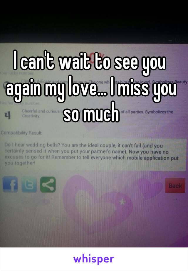 I can't wait to see you again my love... I miss you so much