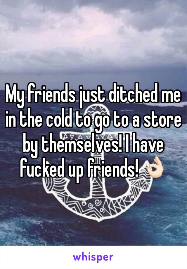 My friends just ditched me in the cold to go to a store by themselves! I have fucked up friends! 👌🏻