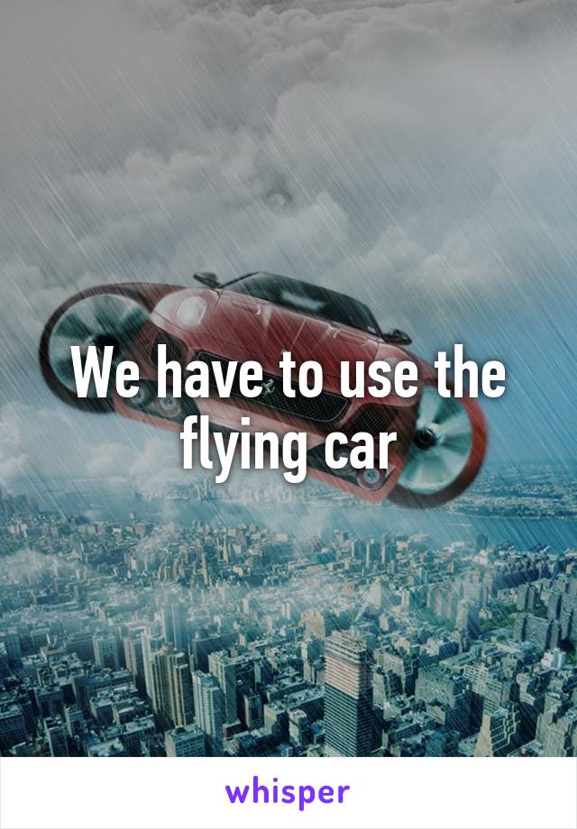 We have to use the flying car