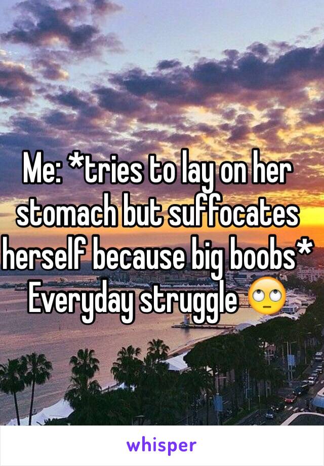 Me: *tries to lay on her stomach but suffocates herself because big boobs*
Everyday struggle 🙄