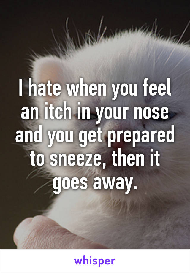 I hate when you feel an itch in your nose and you get prepared to sneeze, then it goes away.