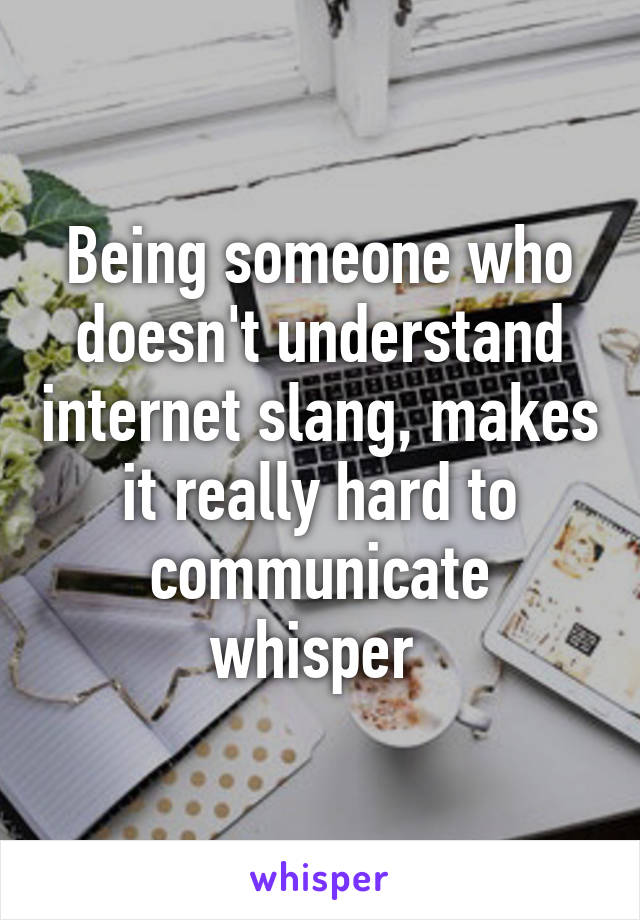 Being someone who doesn't understand internet slang, makes it really hard to communicate whisper 