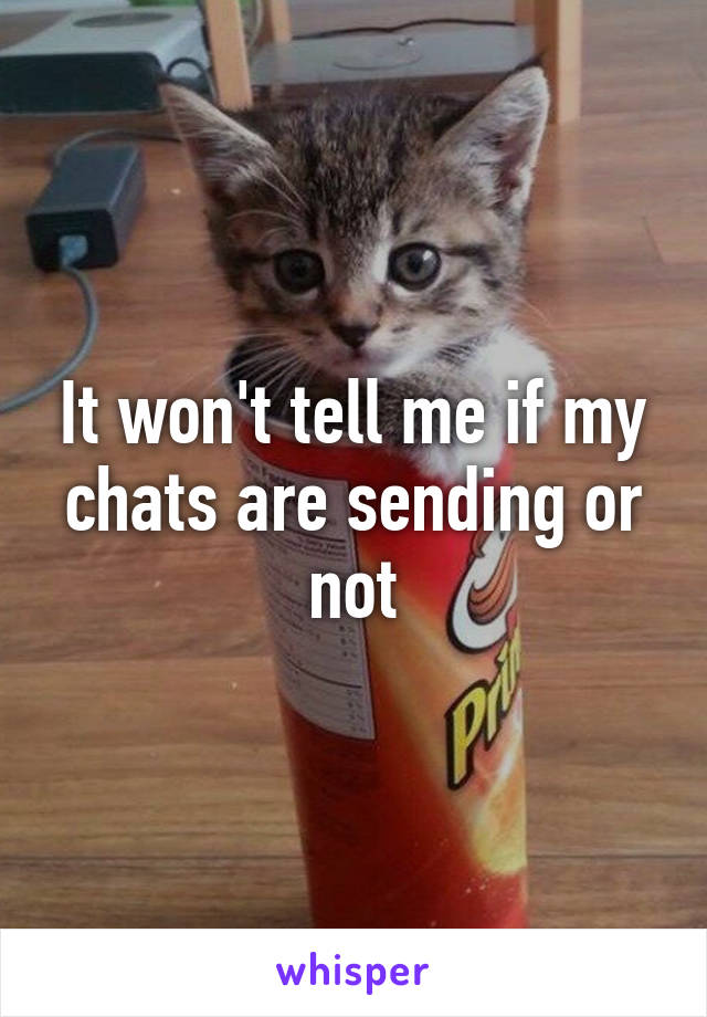 It won't tell me if my chats are sending or not