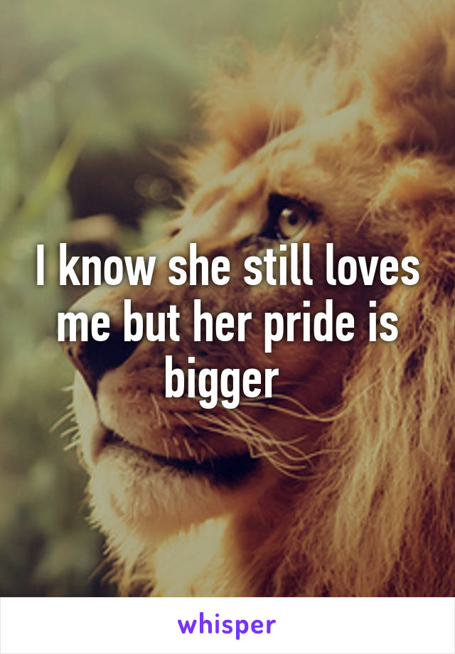 I know she still loves me but her pride is bigger 
