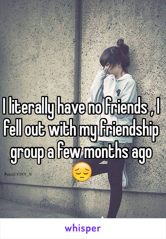 I literally have no friends , I fell out with my friendship group a few months ago 😔