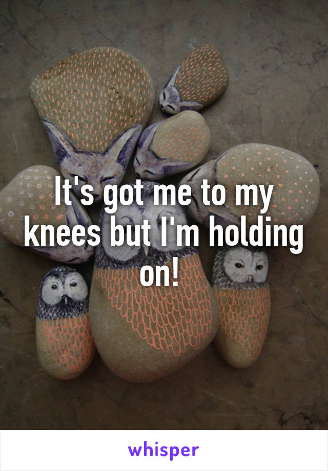 It's got me to my knees but I'm holding on! 