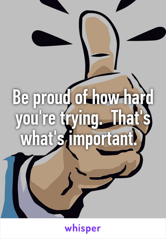 Be proud of how hard you're trying.  That's what's important.  