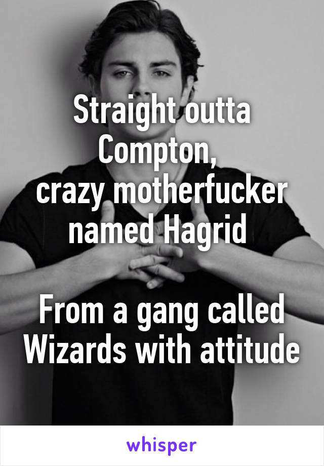 Straight outta Compton, 
crazy motherfucker named Hagrid 

From a gang called Wizards with attitude