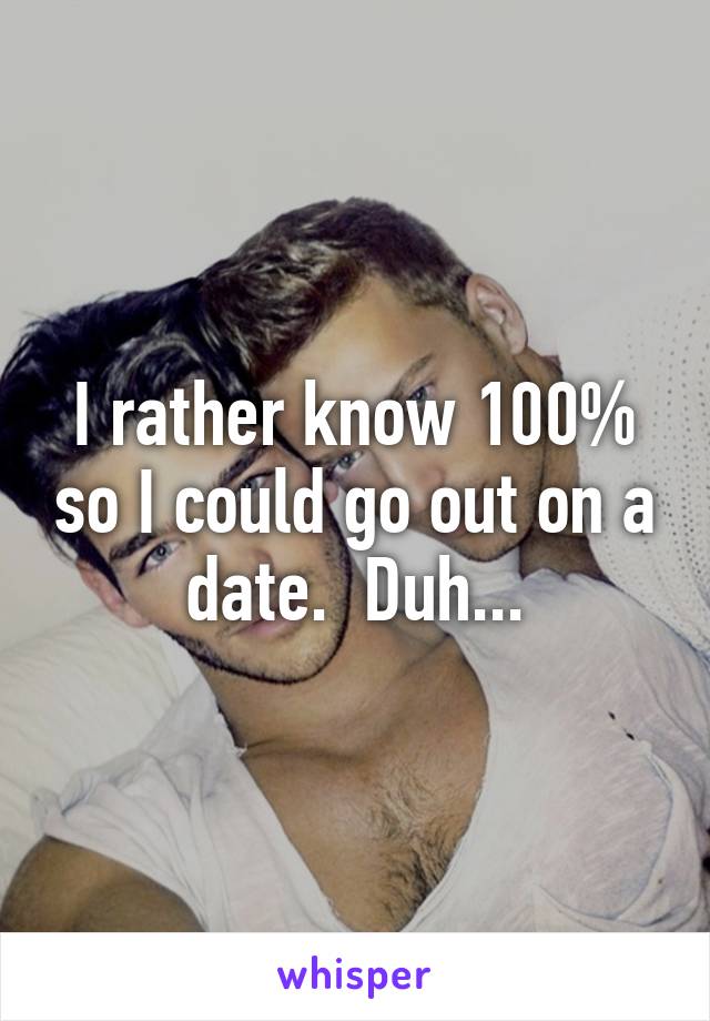 I rather know 100% so I could go out on a date.  Duh...