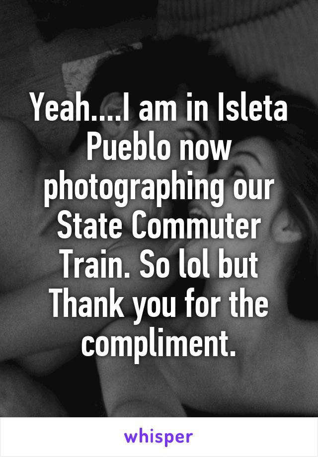 Yeah....I am in Isleta Pueblo now photographing our State Commuter Train. So lol but Thank you for the compliment.