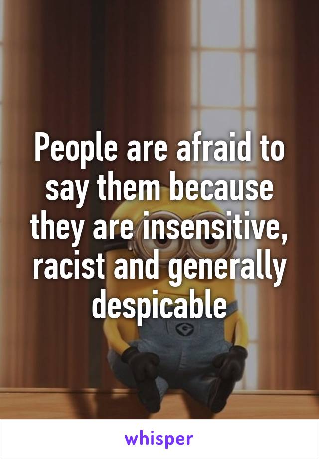 People are afraid to say them because they are insensitive, racist and generally despicable