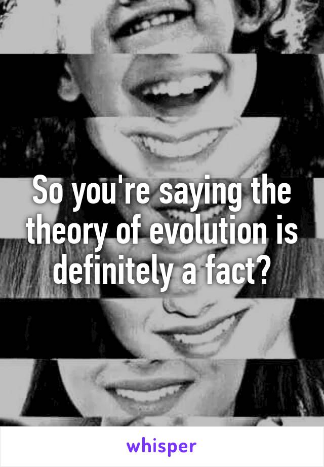 So you're saying the theory of evolution is definitely a fact?