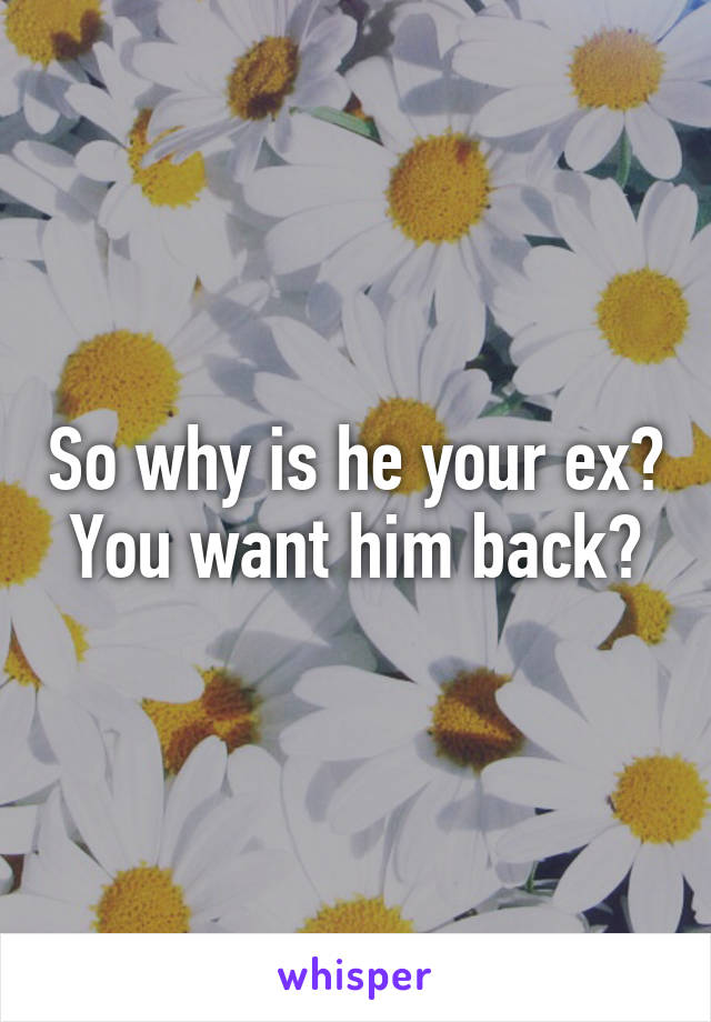 So why is he your ex? You want him back?
