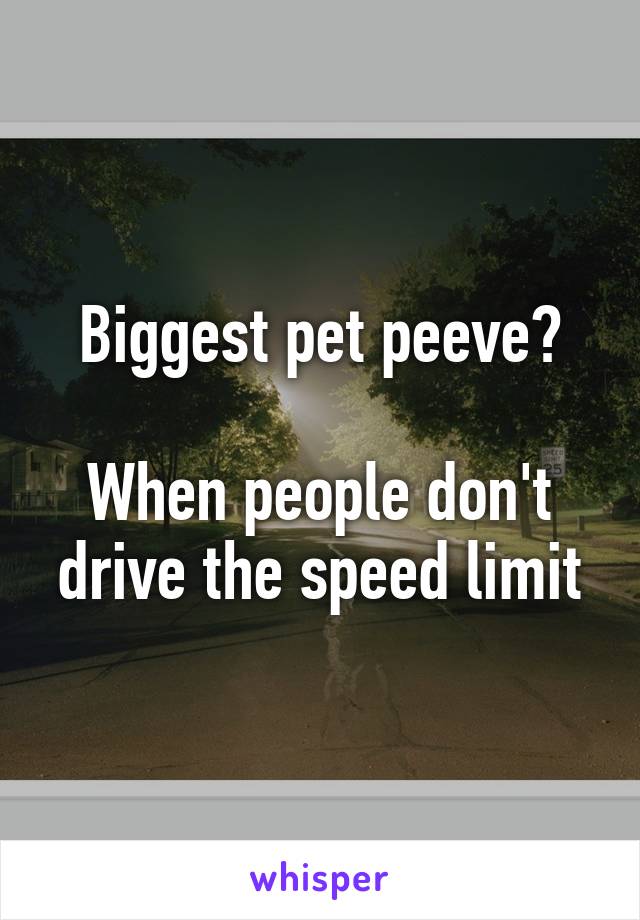 Biggest pet peeve?

When people don't drive the speed limit