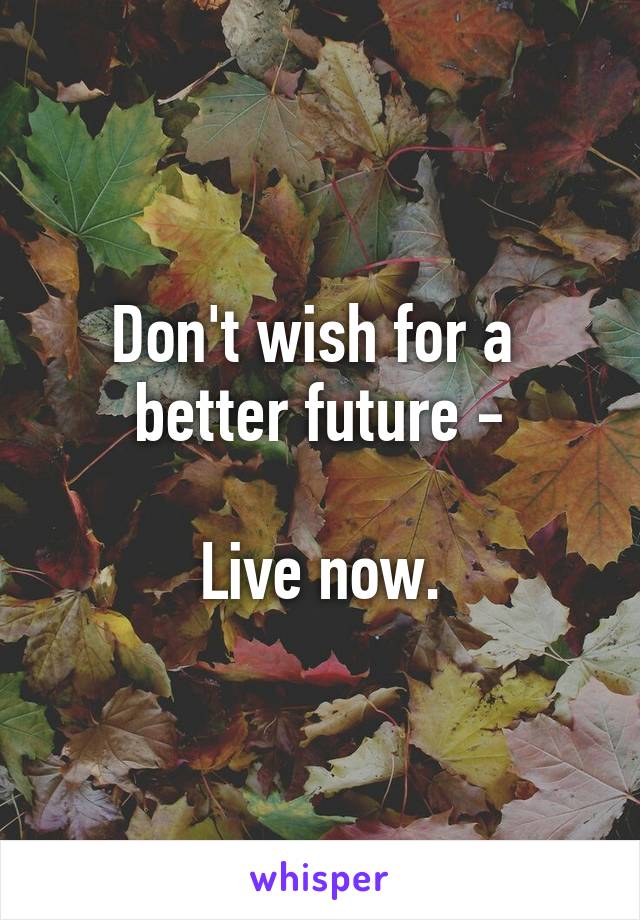 Don't wish for a 
better future -

Live now.