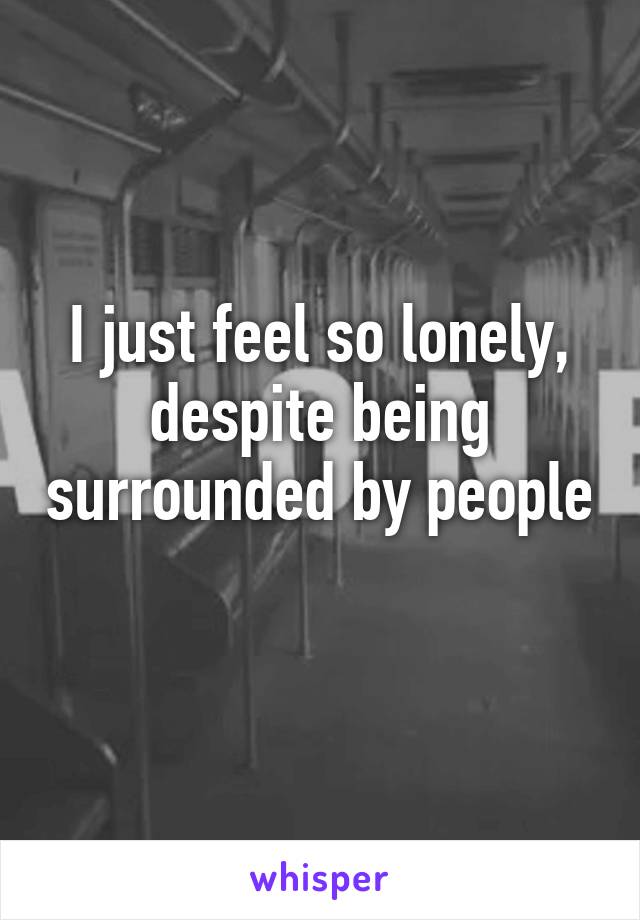 I just feel so lonely, despite being surrounded by people 