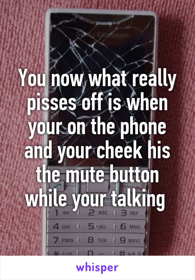 You now what really pisses off is when your on the phone and your cheek his the mute button while your talking 