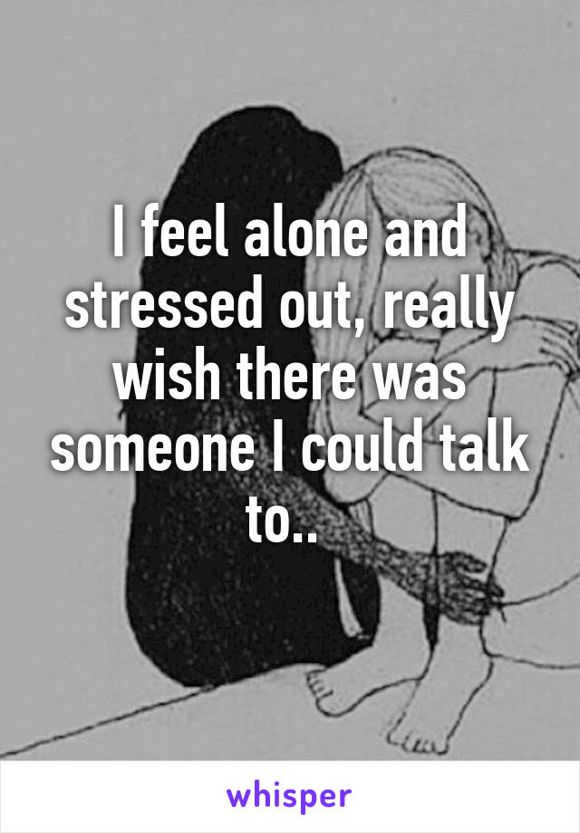 I feel alone and stressed out, really wish there was someone I could talk to.. 
