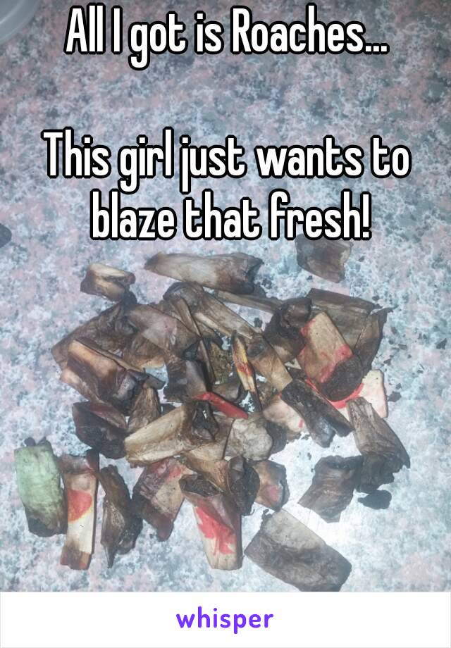 All I got is Roaches...

This girl just wants to blaze that fresh!