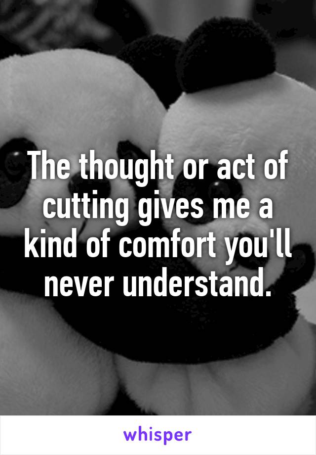 The thought or act of cutting gives me a kind of comfort you'll never understand.