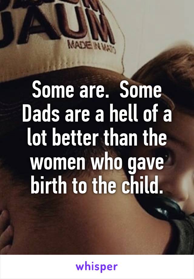 Some are.  Some Dads are a hell of a lot better than the women who gave birth to the child.