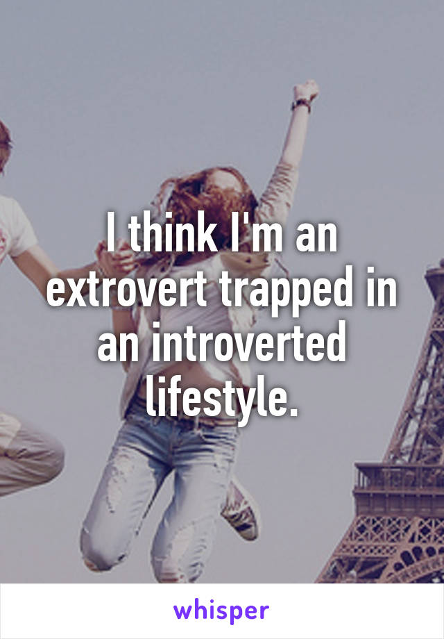 I think I'm an extrovert trapped in an introverted lifestyle.