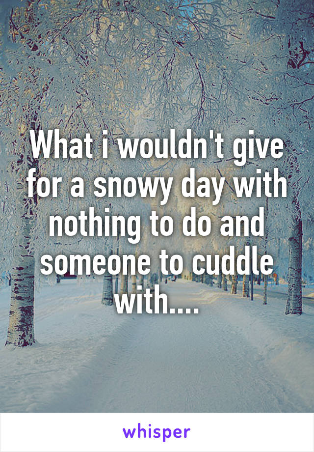 What i wouldn't give for a snowy day with nothing to do and someone to cuddle with....