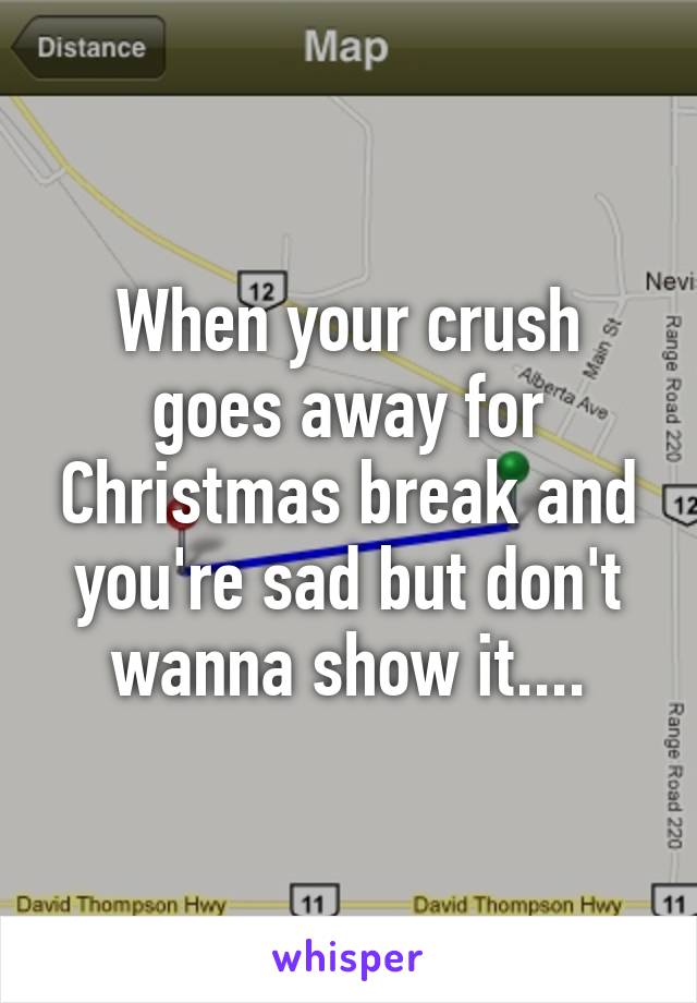 When your crush goes away for Christmas break and you're sad but don't wanna show it....