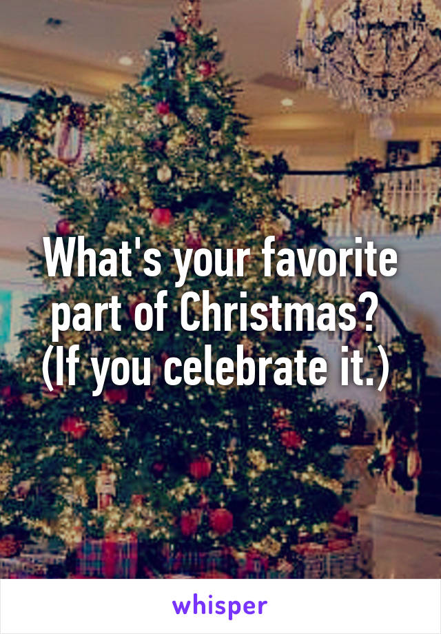 What's your favorite part of Christmas? 
(If you celebrate it.) 