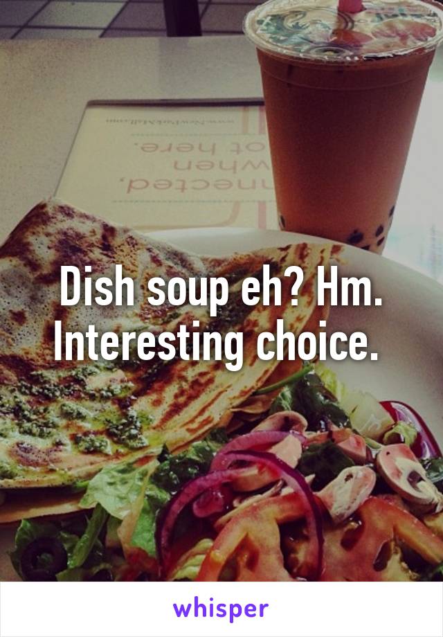 Dish soup eh? Hm. Interesting choice. 