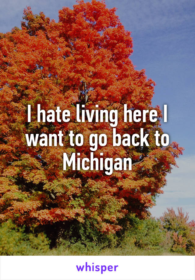 I hate living here I want to go back to Michigan