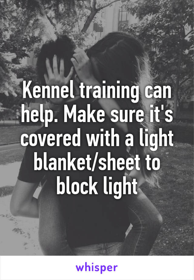 Kennel training can help. Make sure it's covered with a light blanket/sheet to block light