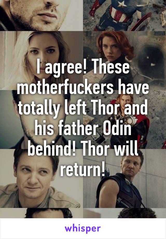 I agree! These motherfuckers have totally left Thor and his father Odin behind! Thor will return!