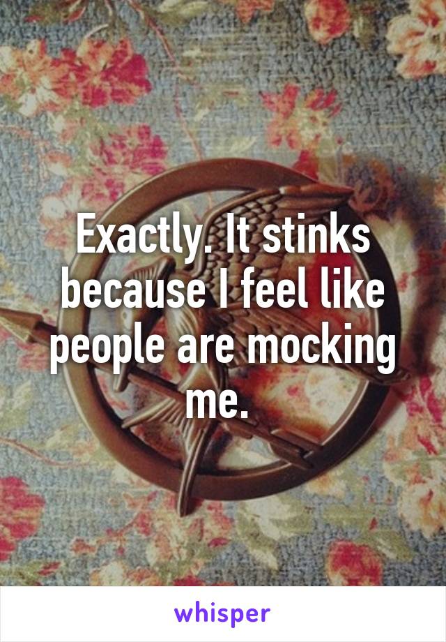 Exactly. It stinks because I feel like people are mocking me. 