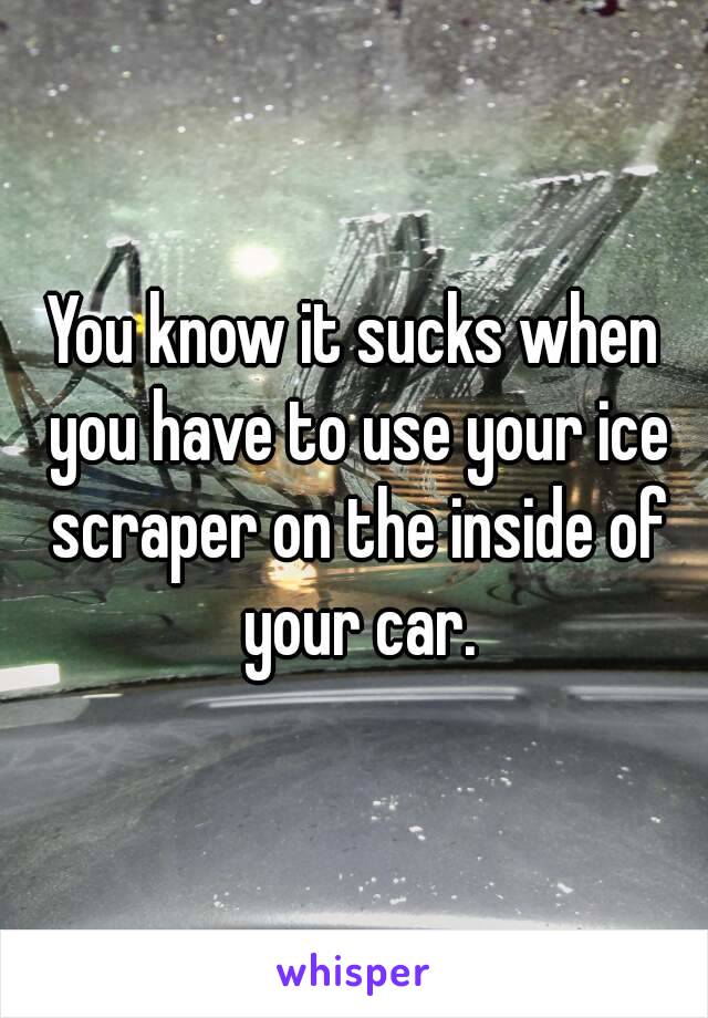 You know it sucks when you have to use your ice scraper on the inside of your car.