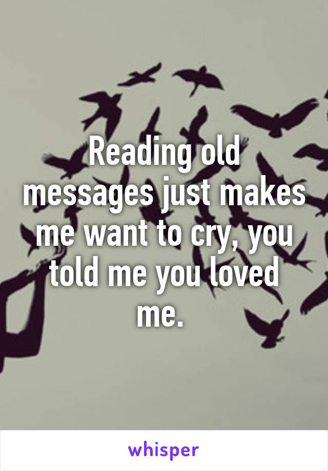 Reading old messages just makes me want to cry, you told me you loved me. 