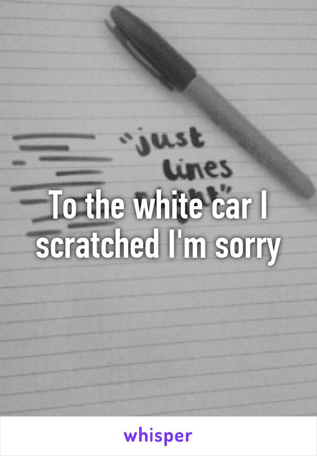 To the white car I scratched I'm sorry