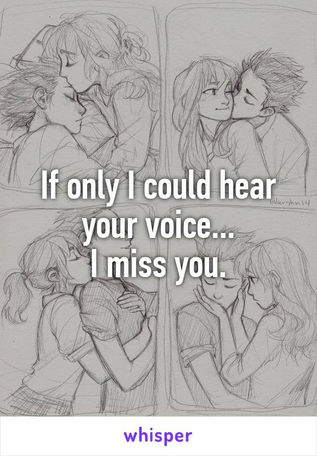 If only I could hear your voice...
I miss you.