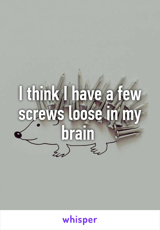 I think I have a few screws loose in my brain 