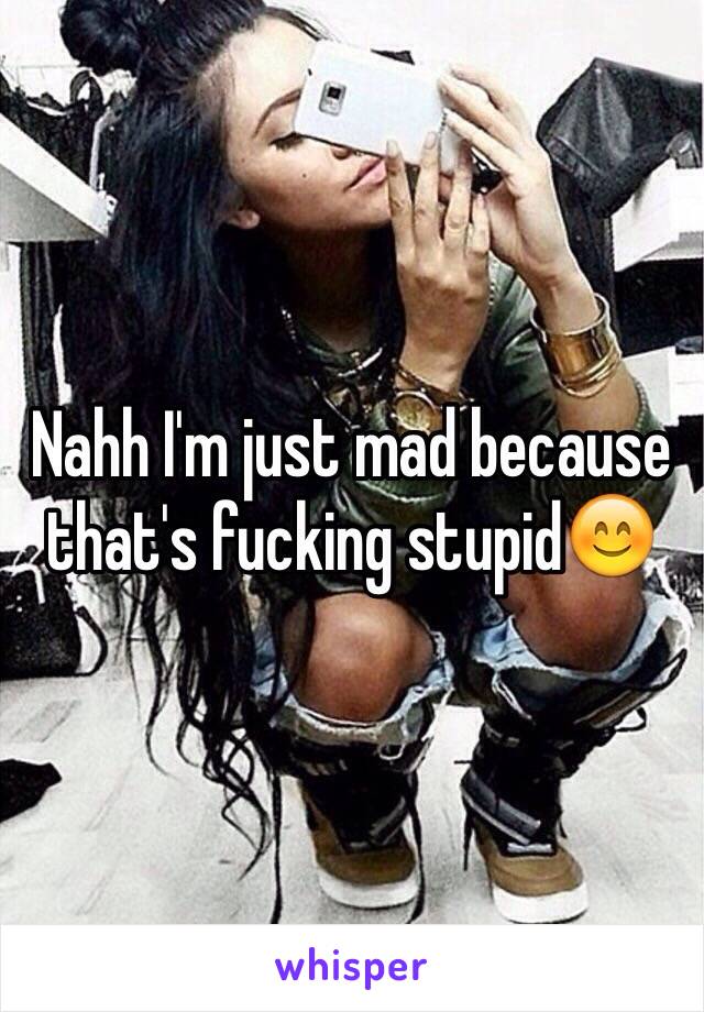 Nahh I'm just mad because that's fucking stupid😊