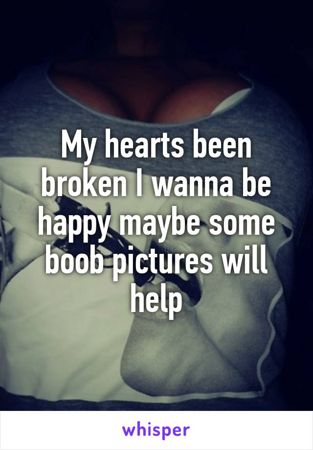 My hearts been broken I wanna be happy maybe some boob pictures will help