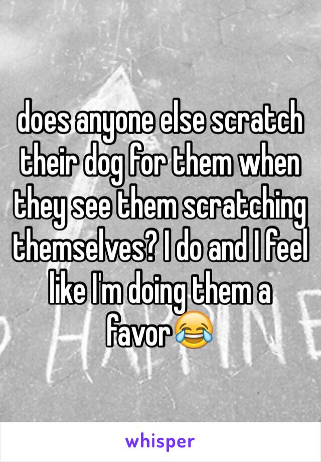 does anyone else scratch their dog for them when they see them scratching themselves? I do and I feel like I'm doing them a favor😂