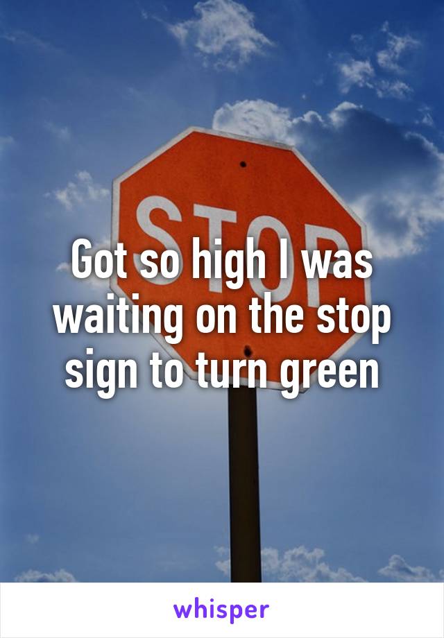 Got so high I was waiting on the stop sign to turn green